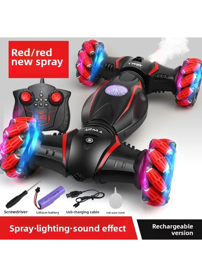 Generic Gesture Sensing Remote Control Car Boy Stunt Twisting Car Four-wheel Drive Off-road Vehicle High Speed Drift Racing Car Children's Toy-Color:Stunt Red Gift Box King/Deformation Music Lamp Spray-Proportion:Upgraded Version 3 Games For 135 Minutes-give Remote Control Battery  - Image 1