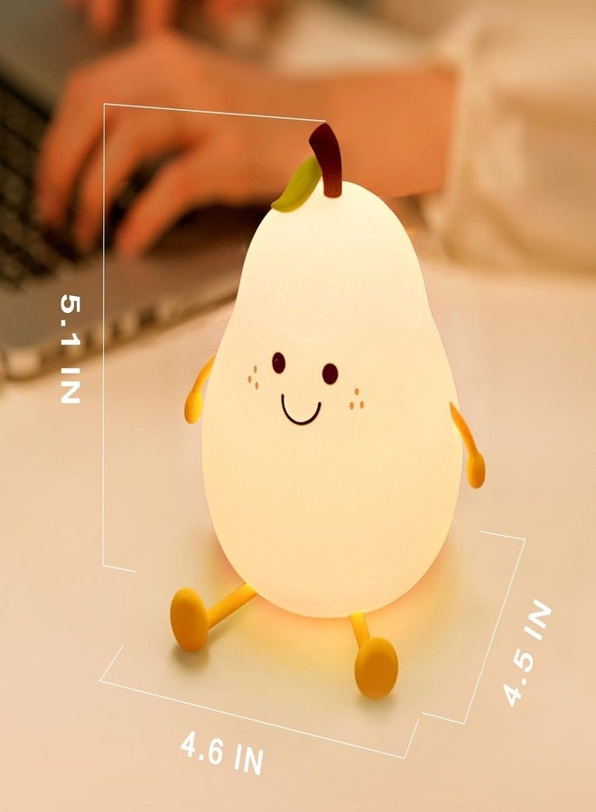 QIMIT Cute Night Light for Kids, Silicone Nursery Light for Baby and Toddler, Rechargeable Fruit Bedside Lights Cute Gifts for Girls and Boys, Kawaii Lamp Room Decor (Pear Lamp, Medium) - Image 4
