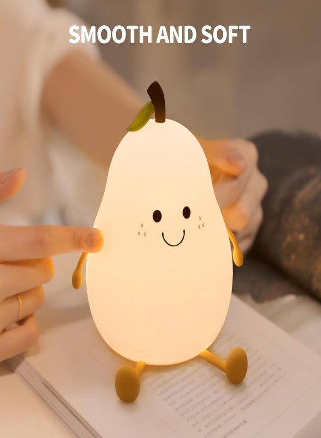 QIMIT Cute Night Light for Kids, Silicone Nursery Light for Baby and Toddler, Rechargeable Fruit Bedside Lights Cute Gifts for Girls and Boys, Kawaii Lamp Room Decor (Pear Lamp, Medium) - Image 5