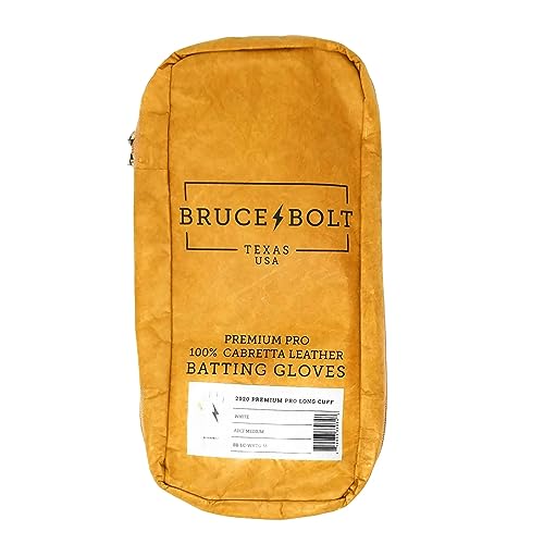 BRUCE BOLT Original Series Long Cuff White Batting Glove - White Medium - Image 4