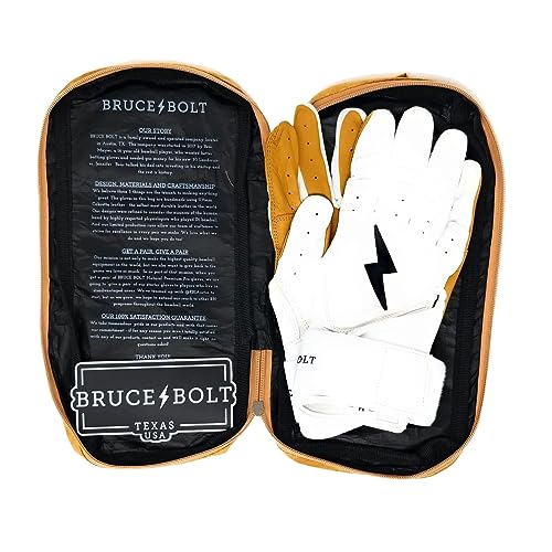 BRUCE BOLT Original Series Long Cuff White Batting Glove - White Medium - Image 5
