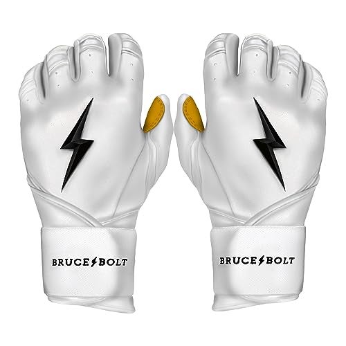 BRUCE BOLT Original Series Long Cuff White Batting Glove - White Medium - Image 1