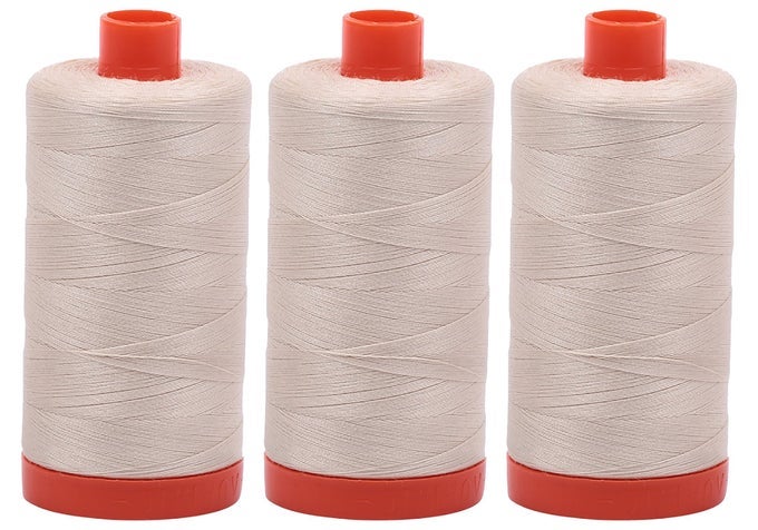 3PACK LIGHT BEIGE A10502310 MAKO COTTON THREAD SOLID 50WT 1422YDS EACH3
