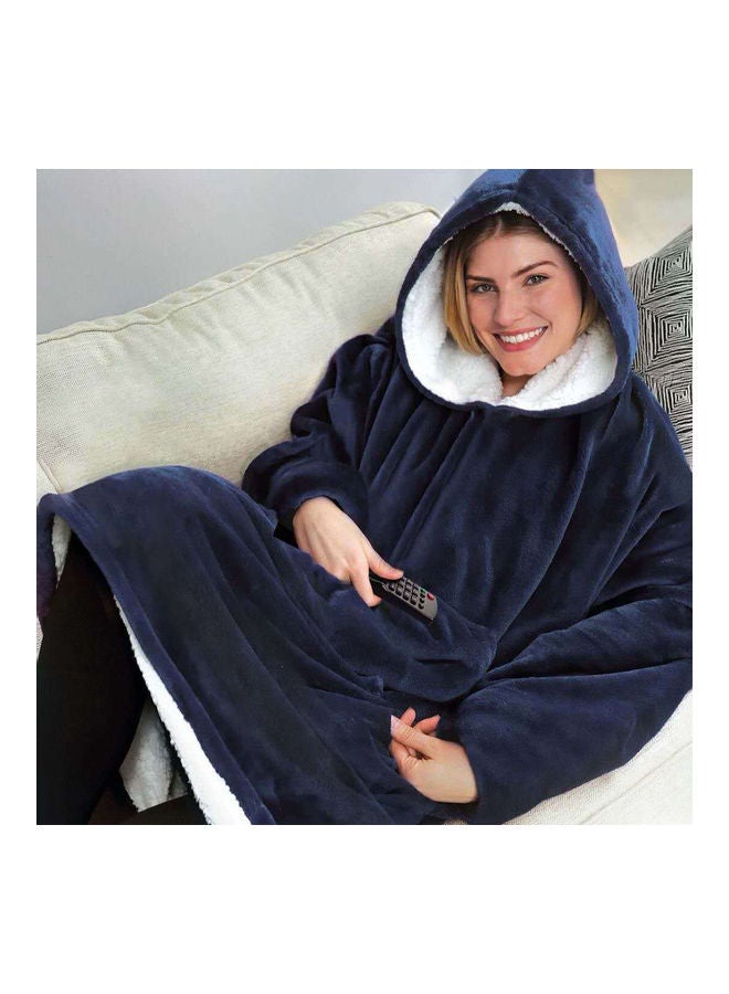 Women Men Huggle Hoodie Blanket 120cm Long Sleeves Plush Lazy TV Pullover Outdoor Warm Robe blue 28*28*28cm - Image 1