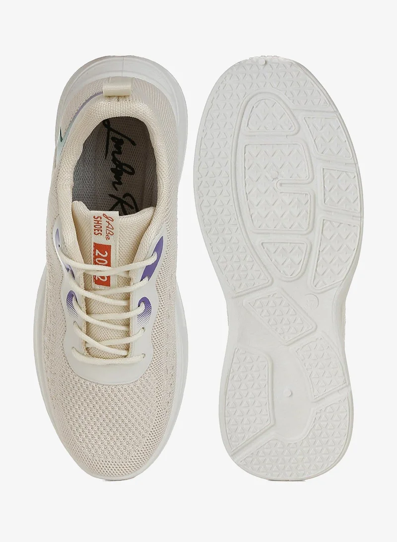London Rag beige Contrasting Detail Lace-Up Sneakers in Beige for Women | Best Price UAE