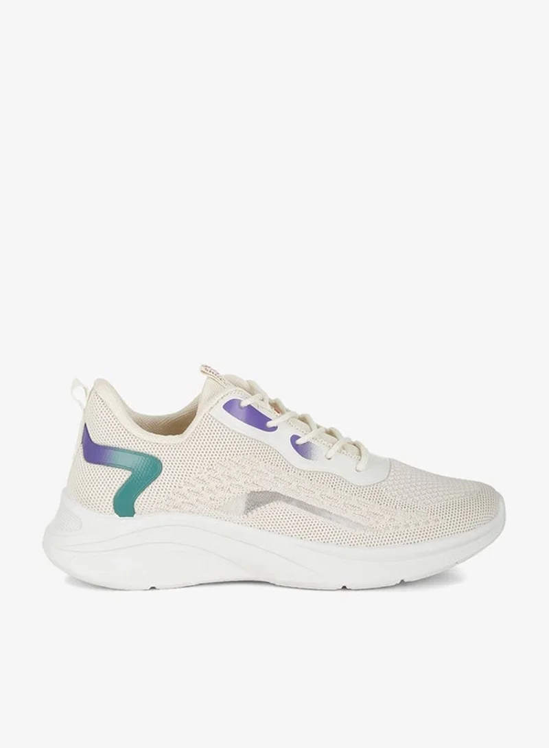 Contrasting Detail Lace-Up Sneakers in Beige