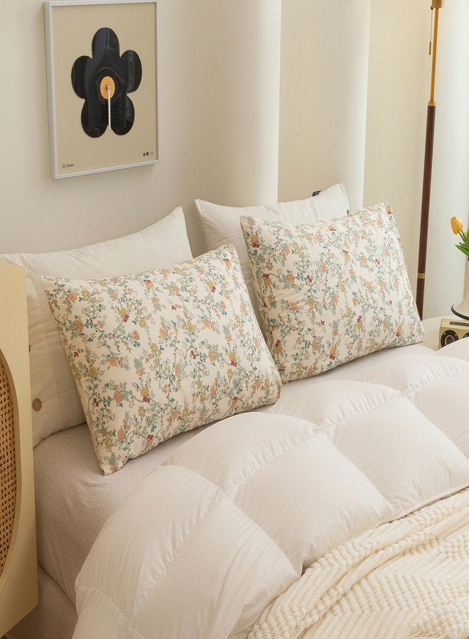 ECOCOTT طقم أغطية وسائد إيكوكوت مكون من قطعتين، مقاس كوين، بنقشة زهور نباتية - أغطية وسائد قطنية 100% مع إغلاق ظرفي (كوين، 20 بوصة × 30 بوصة) - Image 5