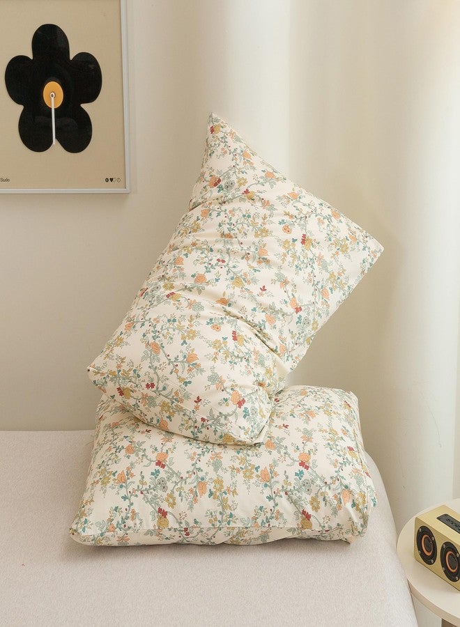 ECOCOTT طقم أغطية وسائد إيكوكوت مكون من قطعتين، مقاس كوين، بنقشة زهور نباتية - أغطية وسائد قطنية 100% مع إغلاق ظرفي (كوين، 20 بوصة × 30 بوصة) - Image 3