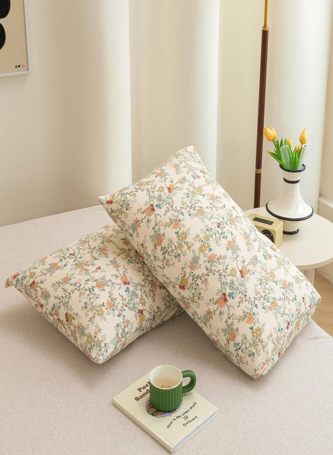 ECOCOTT طقم أغطية وسائد إيكوكوت مكون من قطعتين، مقاس كوين، بنقشة زهور نباتية - أغطية وسائد قطنية 100% مع إغلاق ظرفي (كوين، 20 بوصة × 30 بوصة) - Image 2