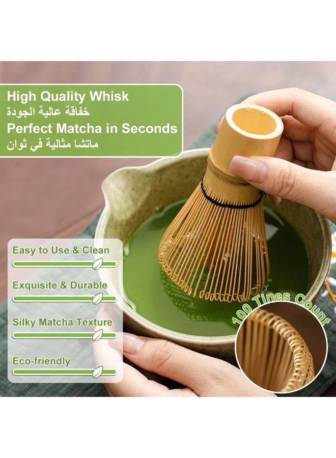 Anmi Matcha Tea Set 5Pcs, Japanese Matcha Whisk Set Include Matcha Tea Bowl with Spout Bamboo, Scoop, Stainless Steel Tea Sifter, Whisk Holder, Traditional Handmade Green Tea Making Kit for Ceremony Gift - Image 3