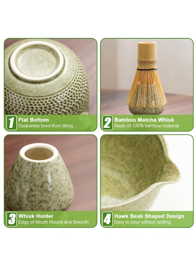 Anmi Matcha Tea Set 5Pcs, Japanese Matcha Whisk Set Include Matcha Tea Bowl with Spout Bamboo, Scoop, Stainless Steel Tea Sifter, Whisk Holder, Traditional Handmade Green Tea Making Kit for Ceremony Gift - Image 4
