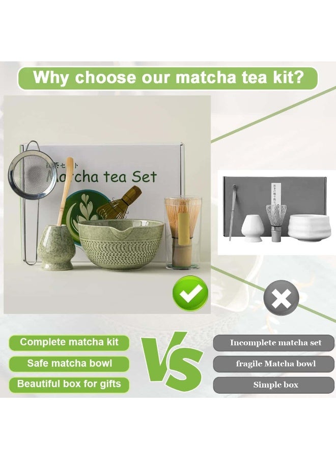 Anmi Matcha Tea Set 5Pcs, Japanese Matcha Whisk Set Include Matcha Tea Bowl with Spout Bamboo, Scoop, Stainless Steel Tea Sifter, Whisk Holder, Traditional Handmade Green Tea Making Kit for Ceremony Gift - Image 5