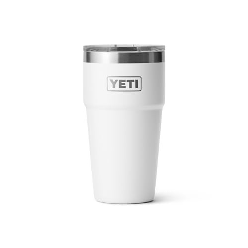 YETI Rambler 20 oz Stackable Tumbler, Stainless Steel, Vacuum Insulated with MagSlider Lid, White - Image 3
