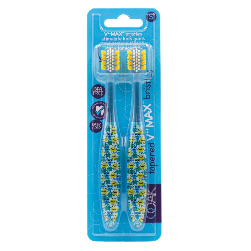 Ooak Ooak Kids Toothbrush Tapered VMax Soft Bristles 2 Pack Happy Monsters