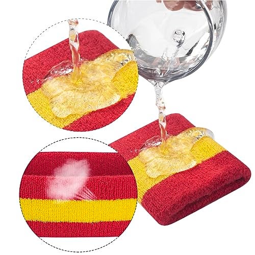FACATH Sweatbands Headband and Wrist Set, Cotton Sweat Band for Athletic Men and Women, Sweatbands Sports Headbands for Working Out, Running, Basketball, Tennis, Yoga (Red/Yellow/Red) - Image 5