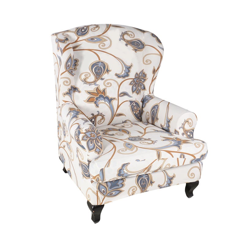 KRFOONN Wingback Chair Cover Slipcovers 2 Piece Stretch Wing Chair Covers Spandex Sofa/Armchair Non-Slip Furniture Protector for Living Room, Color01 - Image 1