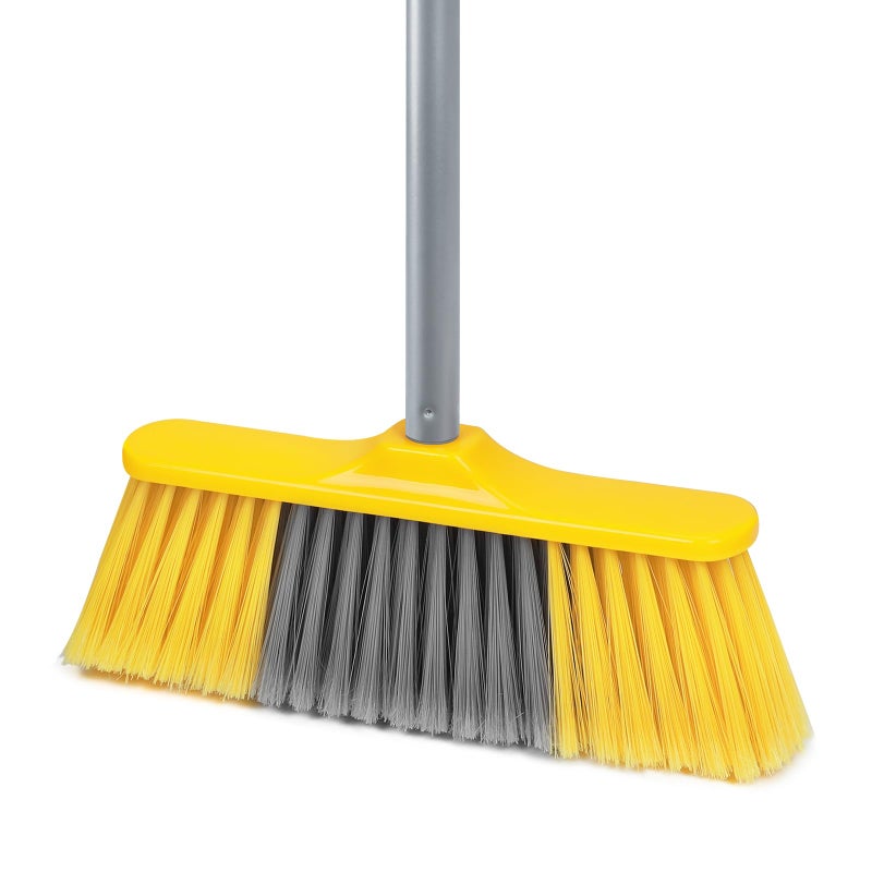 TreeLen Indoor Broom for Floors 55â€ Soft Bristle Brooms for Sweeping Indoor/Outdoor to Clean Kitchen, Lobby, Office, Hardwood, Tile, Concrete, Patio, Deck-Yellow - Image 1