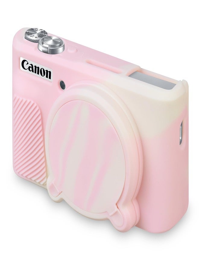 BOVKE Silicone Camera Case for Canon PowerShot SX740/ SX730 Digital Camera, SX740 Camera Soft Case Cover Rubber Camera Sleeve with Removable Lens Cover, Mist Pink - Image 1