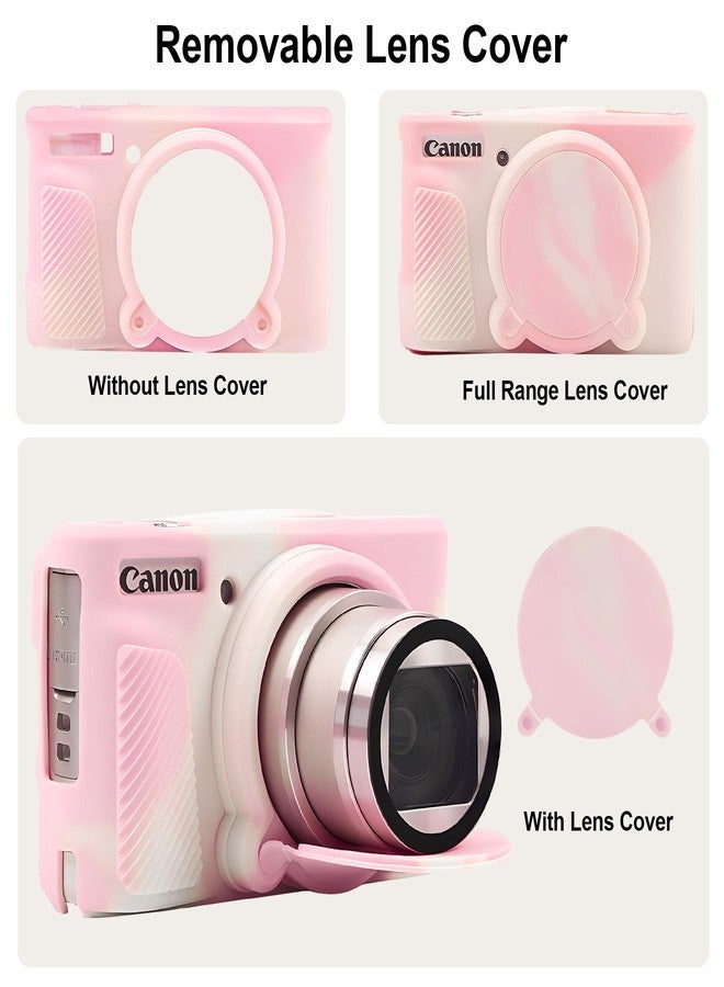 BOVKE Silicone Camera Case for Canon PowerShot SX740/ SX730 Digital Camera, SX740 Camera Soft Case Cover Rubber Camera Sleeve with Removable Lens Cover, Mist Pink - Image 5