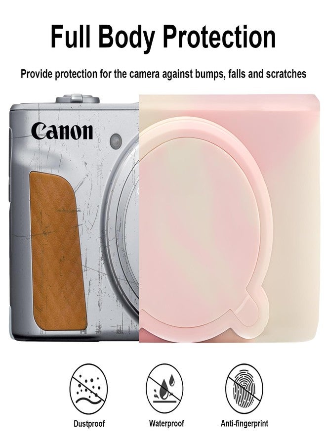 BOVKE Silicone Camera Case for Canon PowerShot SX740/ SX730 Digital Camera, SX740 Camera Soft Case Cover Rubber Camera Sleeve with Removable Lens Cover, Mist Pink - Image 3