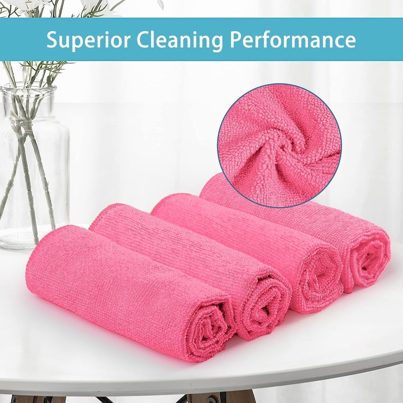 HOMEXCEL Pink Microfiber Cleaning Cloth, 8 Pack Cleaning Towels for Kitchen, Lint Free, Scratch-Free, Highly Absorbent, and Reusable Cleaning Rags for House, Window and Glass, Cars, 11.5 X11.5 inch - Image 3