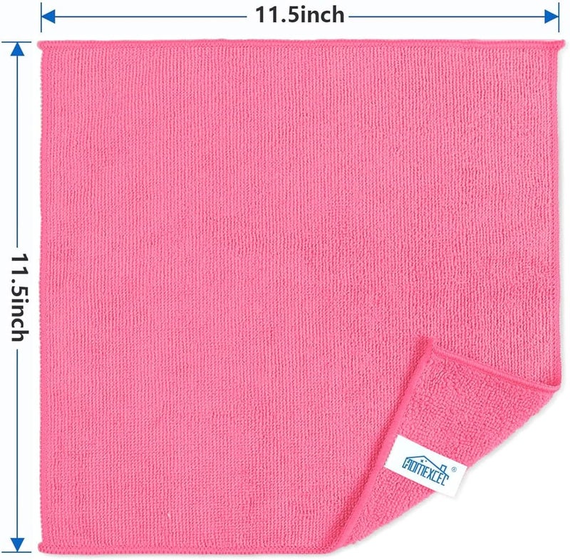 HOMEXCEL Pink Microfiber Cleaning Cloth, 8 Pack Cleaning Towels for Kitchen, Lint Free, Scratch-Free, Highly Absorbent, and Reusable Cleaning Rags for House, Window and Glass, Cars, 11.5 X11.5 inch - Image 2