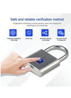 Generic Fingerprint Padlock Keyless Waterproof Anti Theft Digital Security Lock Portable for Locker Gym Door Luggage Suitcase Handbags Wardrobes  - Image 3