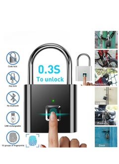 Generic Fingerprint Padlock Keyless Waterproof Anti Theft Digital Security Lock Portable for Locker Gym Door Luggage Suitcase Handbags Wardrobes  - Image 5