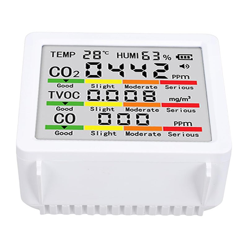 Hilitand Air Quality Tester, Portable Air Detector with High Sensitivity Sensor for CO2 TVOC HCHO Temperature Humidity, 4 Inch LCD Backlit Display, Stand Wall Mount, Home Car Use - Image 2