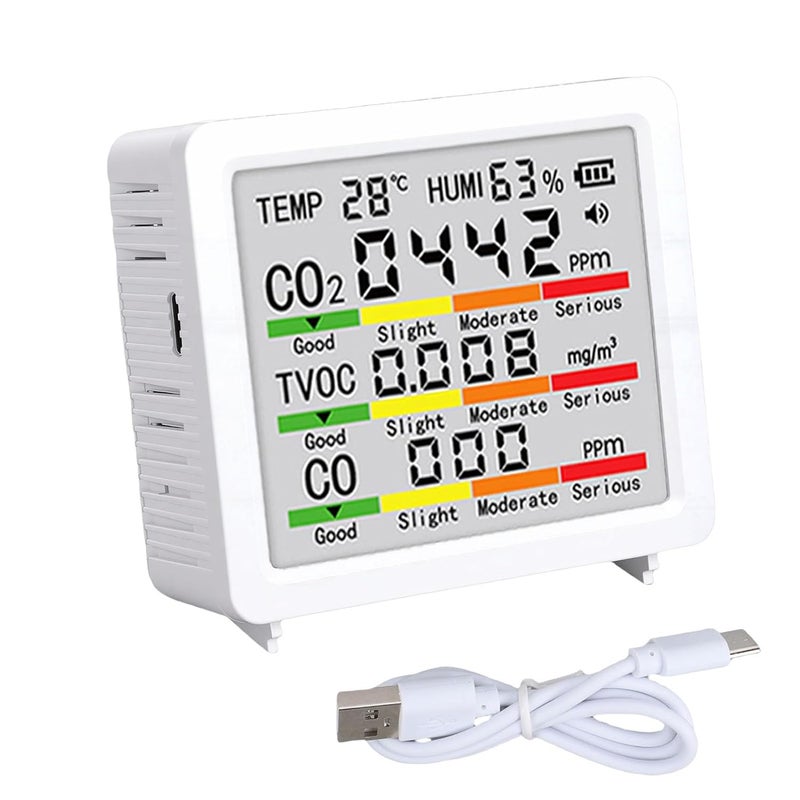 Hilitand Air Quality Tester, Portable Air Detector with High Sensitivity Sensor for CO2 TVOC HCHO Temperature Humidity, 4 Inch LCD Backlit Display, Stand Wall Mount, Home Car Use - Image 3