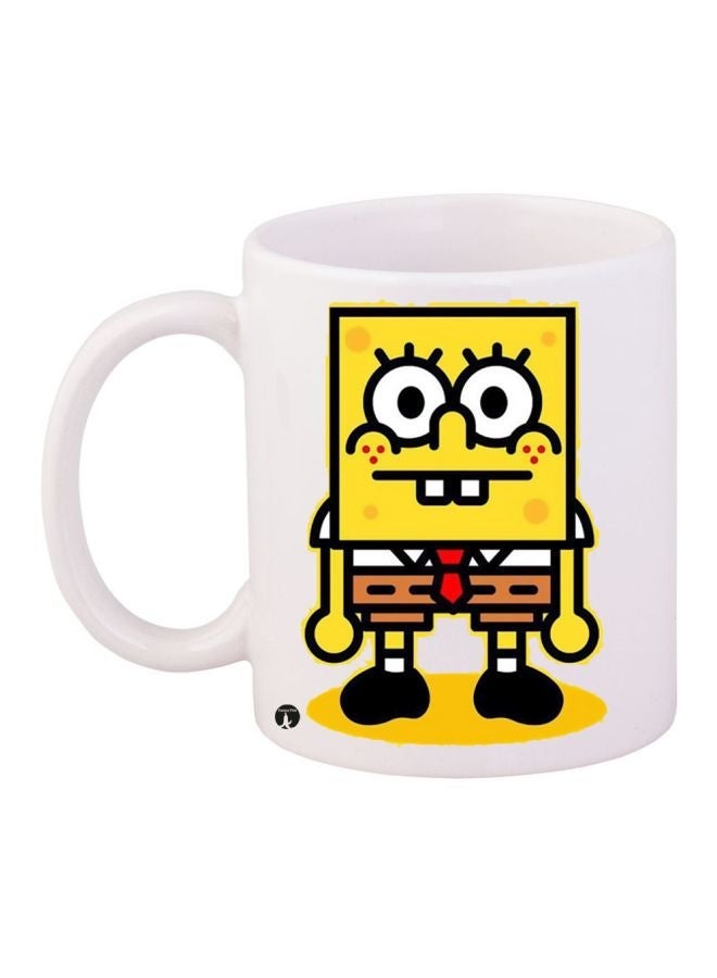RYN SpongeBob Printed Coffee Mug White/Yellow/Black 11ounce