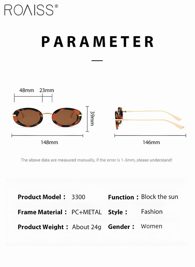 roaiss Retro Small Oval Sunglasses for Women Punk Eyewear Vintage Shades Sun Glasses UV400 Protection Sun Glasses with Brown Metal Frame, 48mm - Image 4