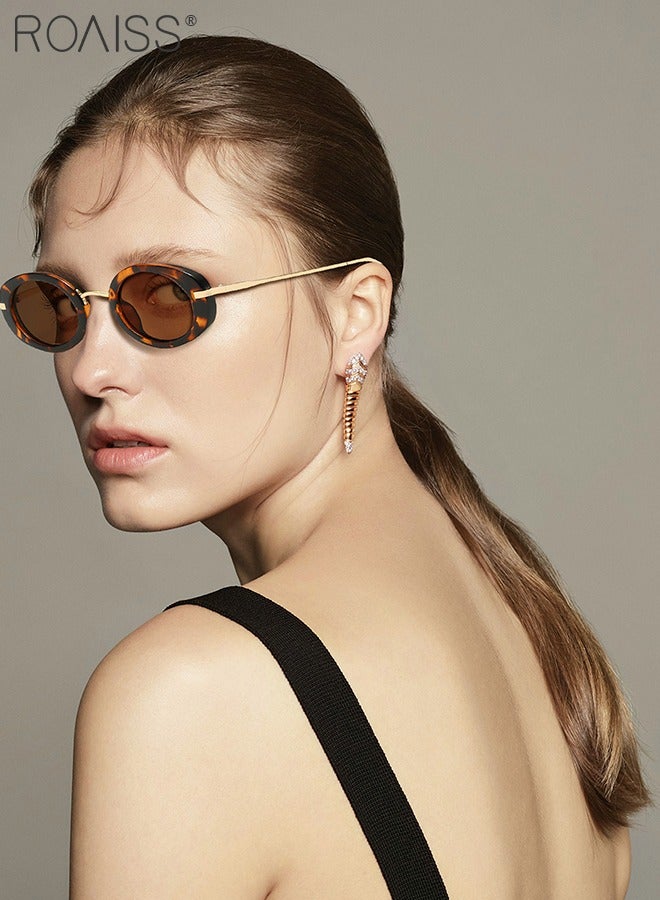 roaiss Retro Small Oval Sunglasses for Women Punk Eyewear Vintage Shades Sun Glasses UV400 Protection Sun Glasses with Brown Metal Frame, 48mm - Image 3