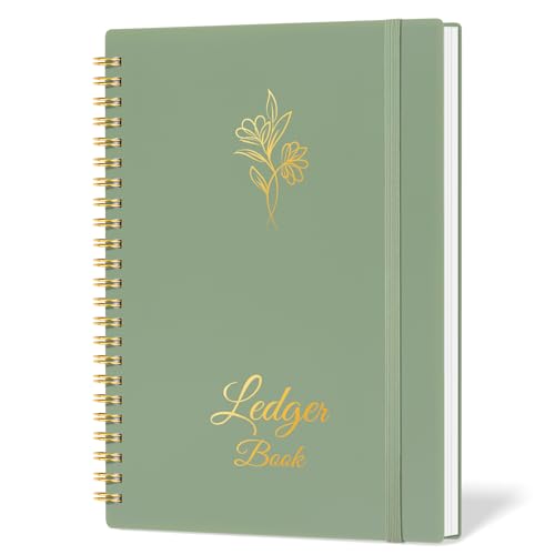 Blugool Accounting Ledger Book for Small Business Bookkeeping & Personal Use, Expense Tracker Notebook for Family Budget, Bookkeeping Record Book, Income and Expense Log Book - 8.4" x 6.1" (Green) - Image 1