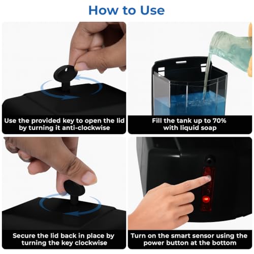 Robustt Automatic Sensor Soap Dispener 700ML | Black | Dispenser Wall Mount | Works on 4 AA Battery(Not Included) | Touchless Smart Sensor - Image 4