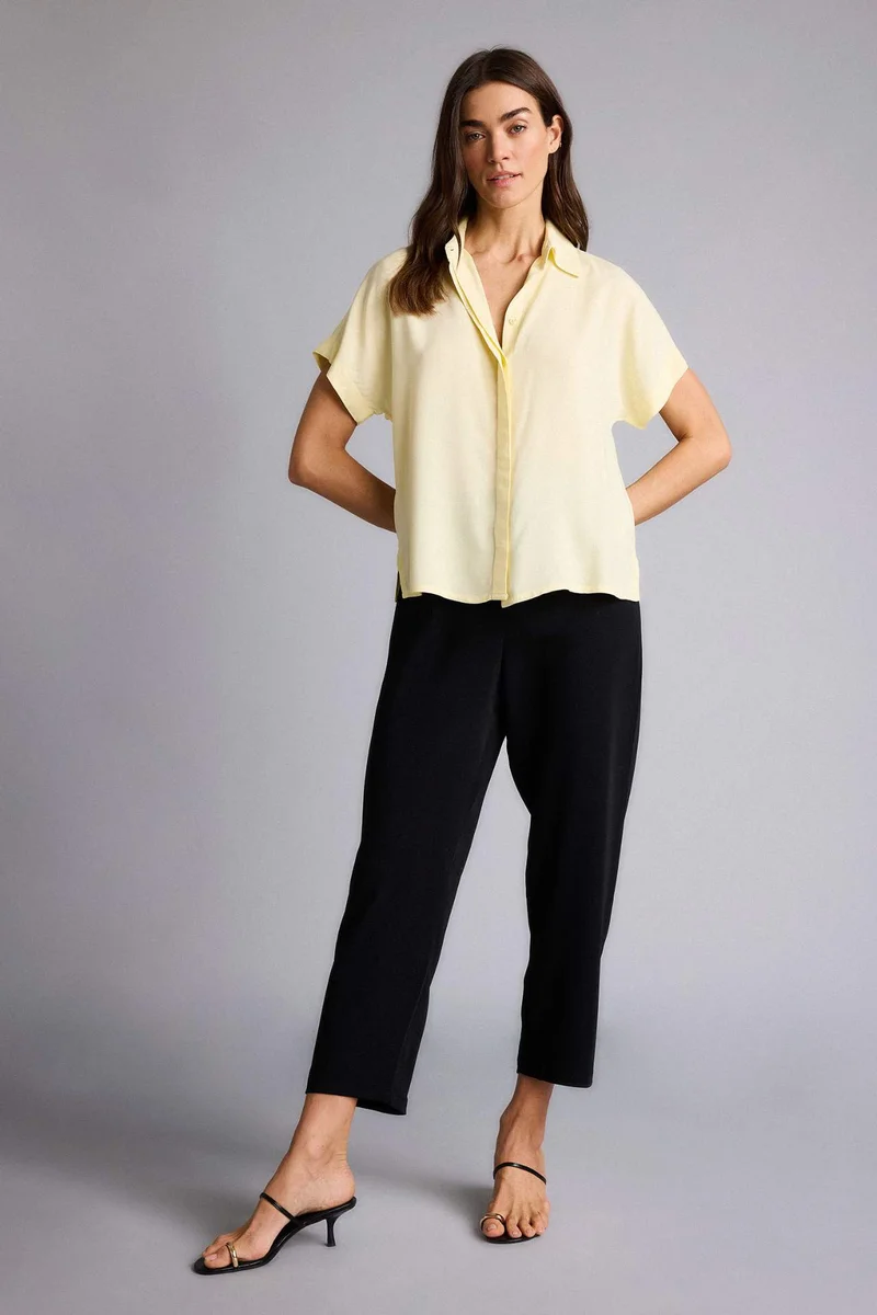 DeFacto Carrot Fit High Waist Straight Leg Crepe Trousers