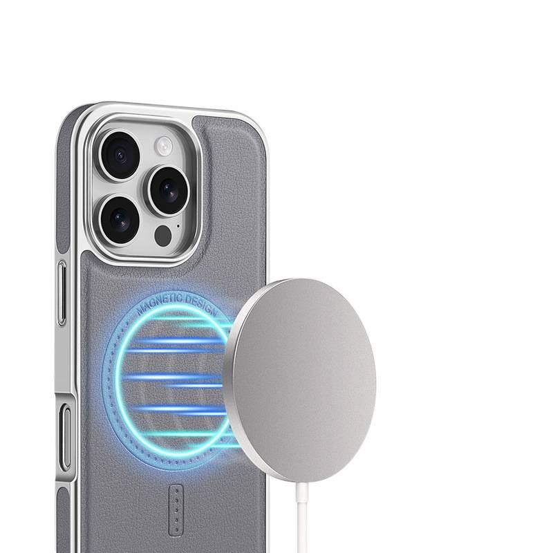 غطاء MagSafe بملمس جلد لـ iPhone 16 / 16 Plus / 16 Pro / 16 Pro Max مع مغناطيس قوي وحماية من السقوط مع مقاوم للصدمات مع ملمس ناعم مع مقاوم للخدش باللون أزرق مغناطيسي سهل الحمل - Image 3