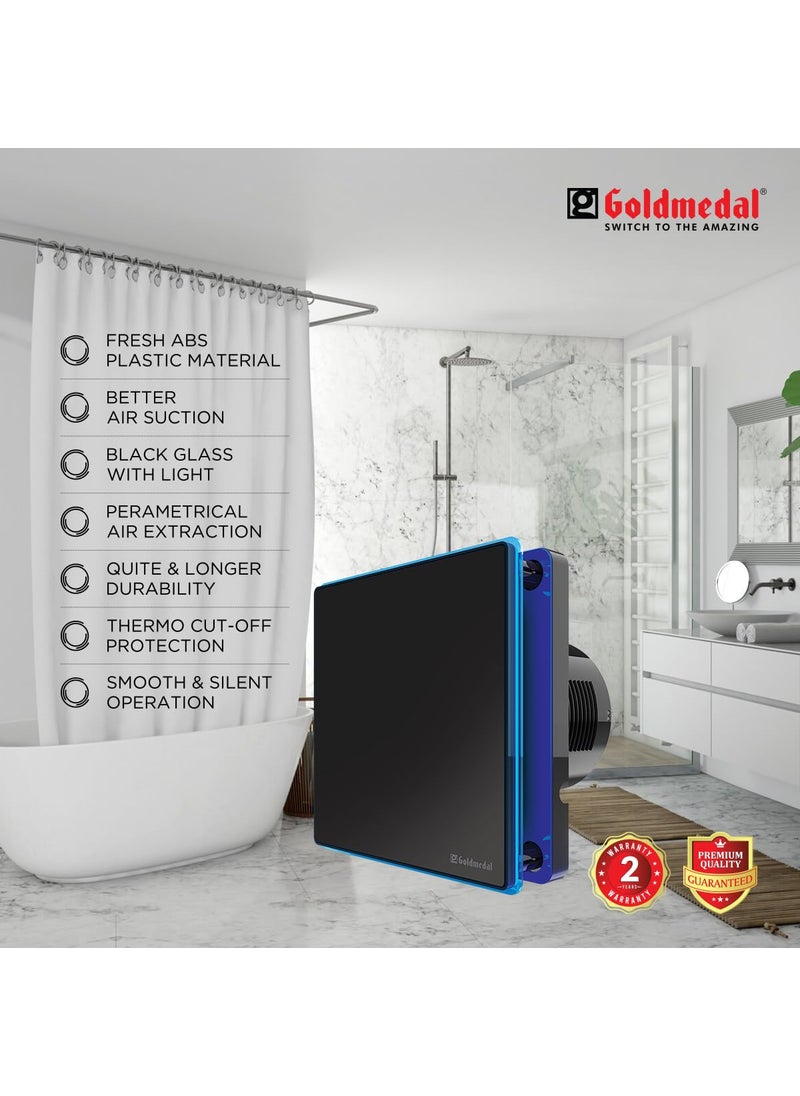 GOLD MEDAL Goldmedal Frost Prime 100 MM Exhaust Fan with Blue LED light for Kitchen Bathroom and Office with Strong Air Suction Cutout Size 100 mm Rich Black  - Image 5