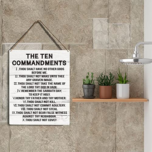 YCYD Inspirational Ten Commandments Wall Art,10 Commandments Wall Decor Poster, Christian Bible Verse Wall Art Religious Home Decor Rustic Wooden Hanging Sign for Living Room Bedroom Office 10x8 IN - Image 5