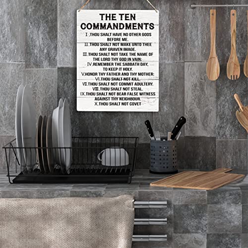 YCYD Inspirational Ten Commandments Wall Art,10 Commandments Wall Decor Poster, Christian Bible Verse Wall Art Religious Home Decor Rustic Wooden Hanging Sign for Living Room Bedroom Office 10x8 IN - Image 4