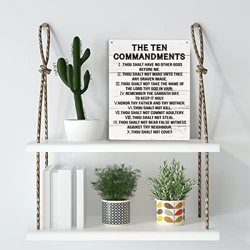 YCYD Inspirational Ten Commandments Wall Art,10 Commandments Wall Decor Poster, Christian Bible Verse Wall Art Religious Home Decor Rustic Wooden Hanging Sign for Living Room Bedroom Office 10x8 IN - Image 3