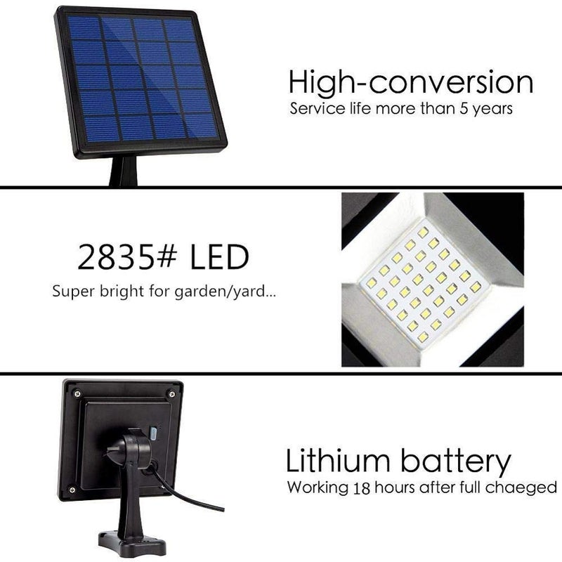 Solar Garden Flood Light 30 LED Adjustable Panel Warm White 3M Cable Waterproof Security Lamp - Image 4