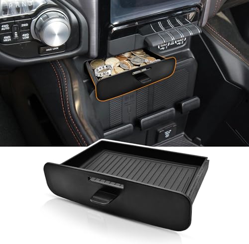 JLQP Center Console Storage Drawer Front Cubby Organizer Box Fit for 20192025 Dodge Ram 1500 2500 3500 ABS Plastic Insert Tray Interior Accessories Only for Models with Factory Cubby - Image 1