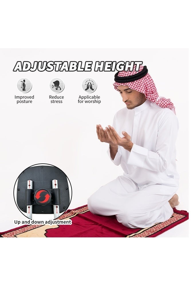 Portable Prostration Chair Prayer Chair, Adjustable Height Meditation Chair, Yoga Chair Stool with Soft Cushion, Sujood Prayer Chair, Prostration Support Stool for Home Office Mosque Travel Black - Image 3