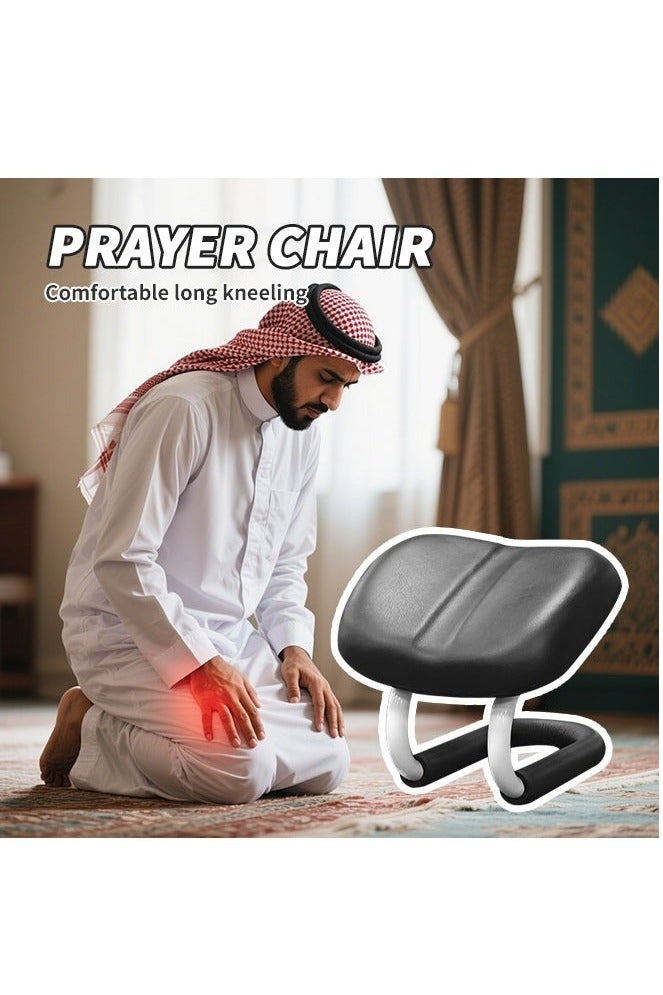 Portable Prostration Chair Prayer Chair, Adjustable Height Meditation Chair, Yoga Chair Stool with Soft Cushion, Sujood Prayer Chair, Prostration Support Stool for Home Office Mosque Travel Black - Image 4