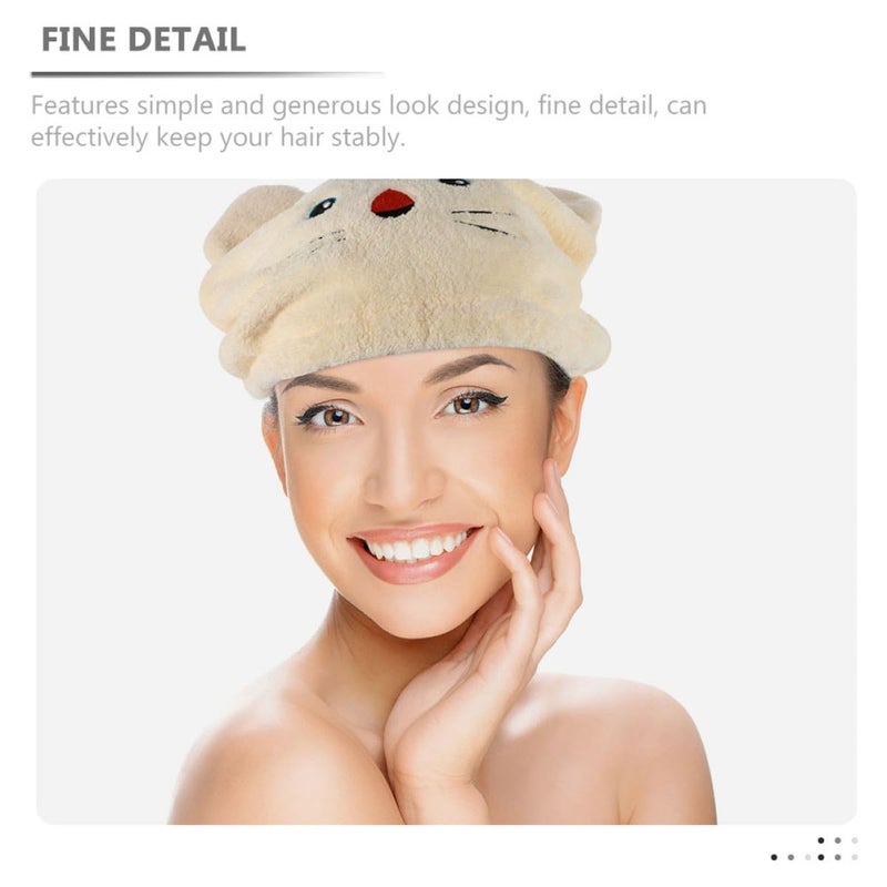 Coral Fleece Water Absorption Hair Towel Wrap Quick Drying Cartoon Animal Design Bath Cap - Image 3