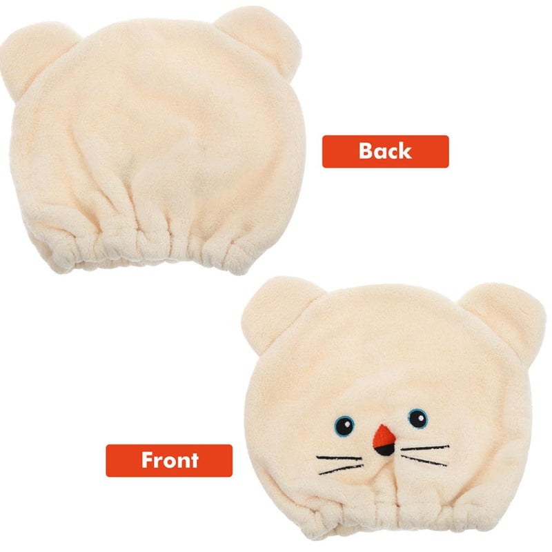 Coral Fleece Water Absorption Hair Towel Wrap Quick Drying Cartoon Animal Design Bath Cap - Image 4