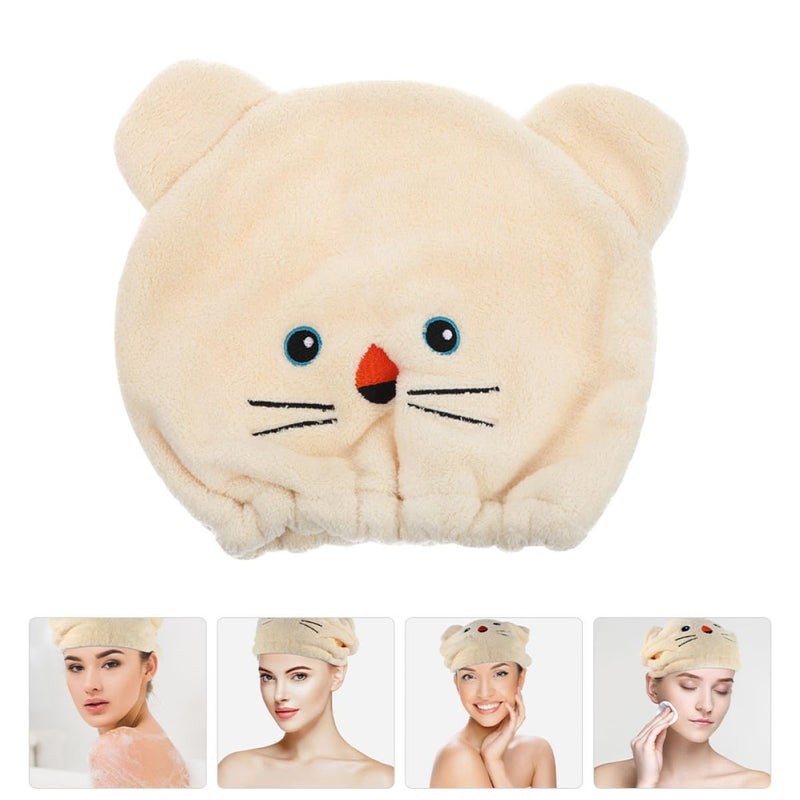 Coral Fleece Water Absorption Hair Towel Wrap Quick Drying Cartoon Animal Design Bath Cap - Image 5