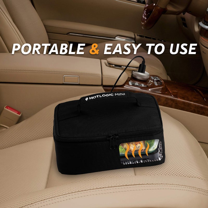 HOTLOGIC Mini Portable Electric Lunch Box Food Heater with Glass Container - Food Warmer and Heated Lunch Box for Adults Car/Home - Cook, Reheat, and Keep Your Food Warm - BLACK - 12V - Image 2
