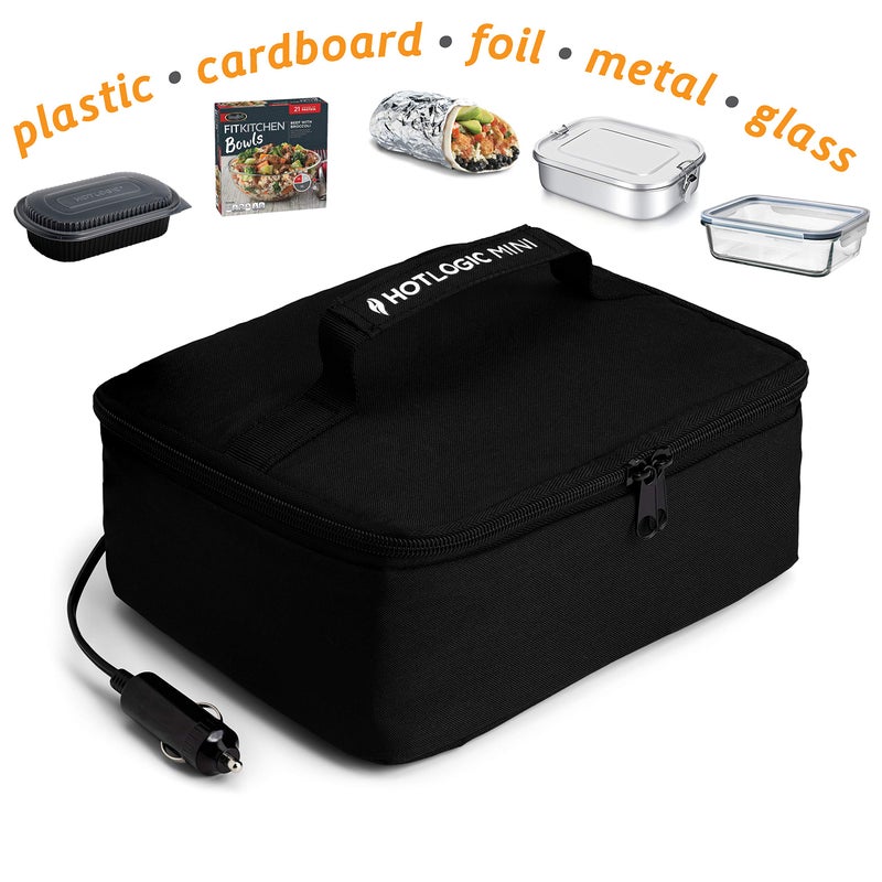 HOTLOGIC Mini Portable Electric Lunch Box Food Heater with Glass Container - Food Warmer and Heated Lunch Box for Adults Car/Home - Cook, Reheat, and Keep Your Food Warm - BLACK - 12V - Image 4